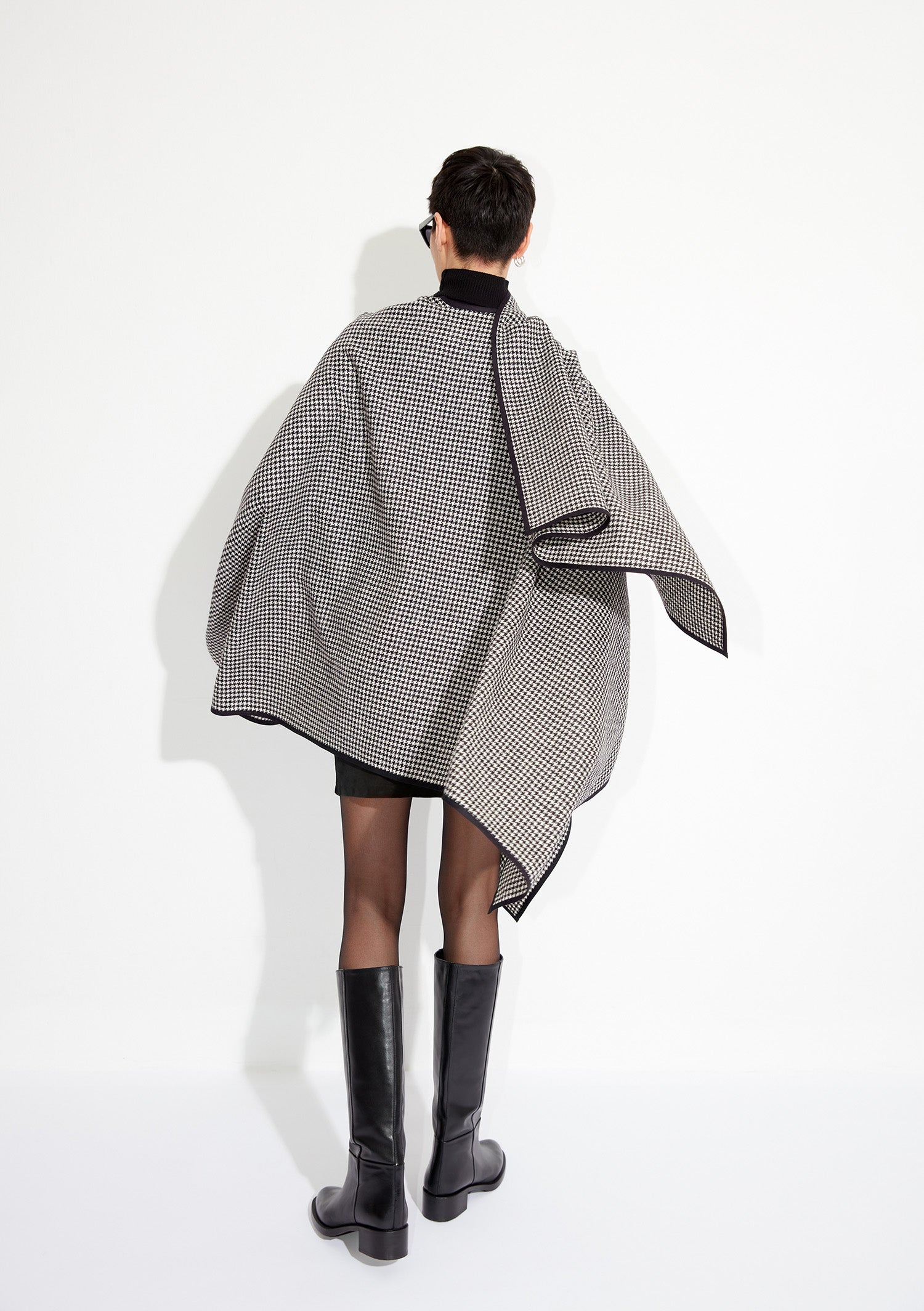 Amy Poncho in Houndstooth Tweed