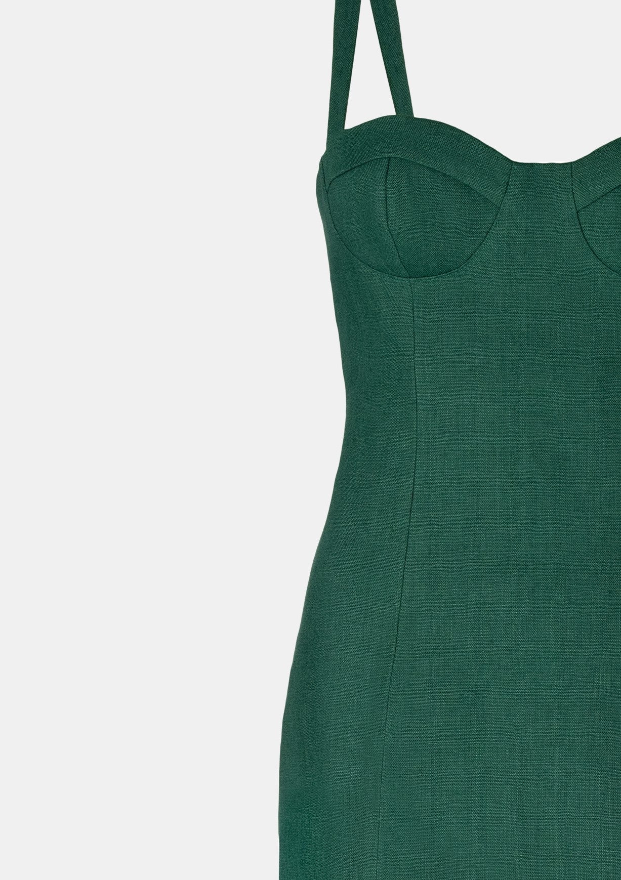 Linda Dress in Linen Forest Green - ELENA NANCU