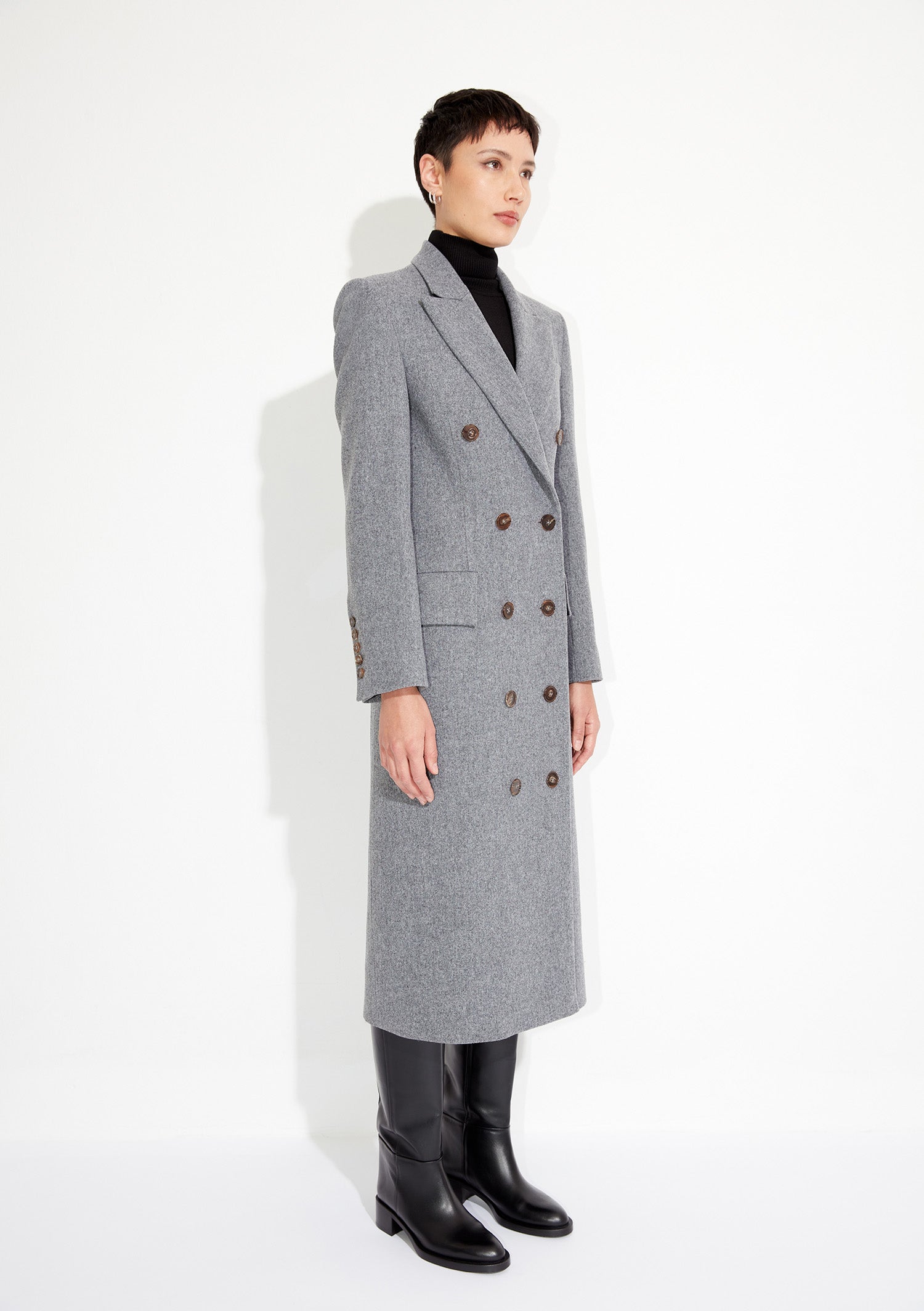 Mila Coat in Virgin Wool Harbour Grey