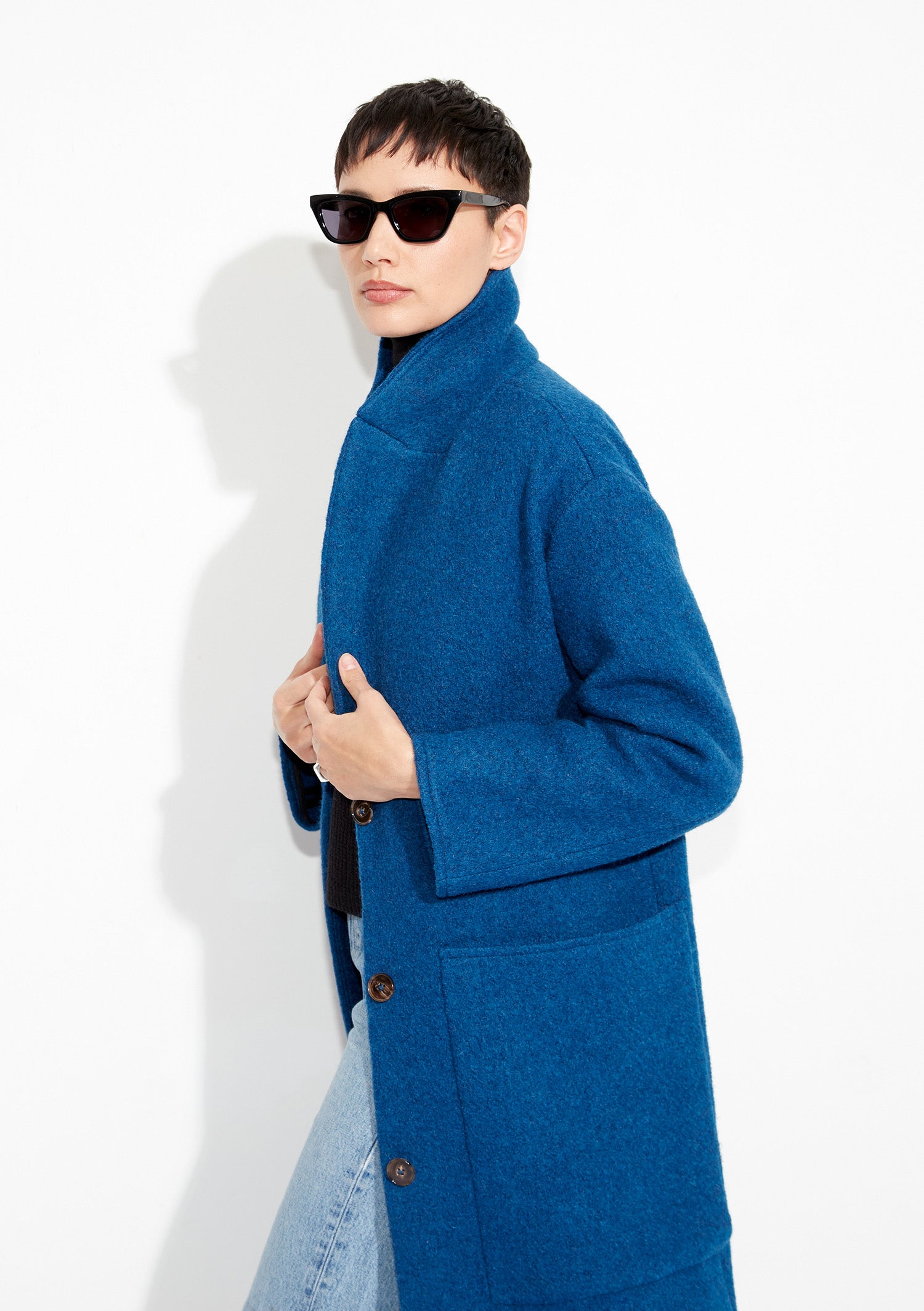 Meret Coat in Virgin Wool Cobalt Blue