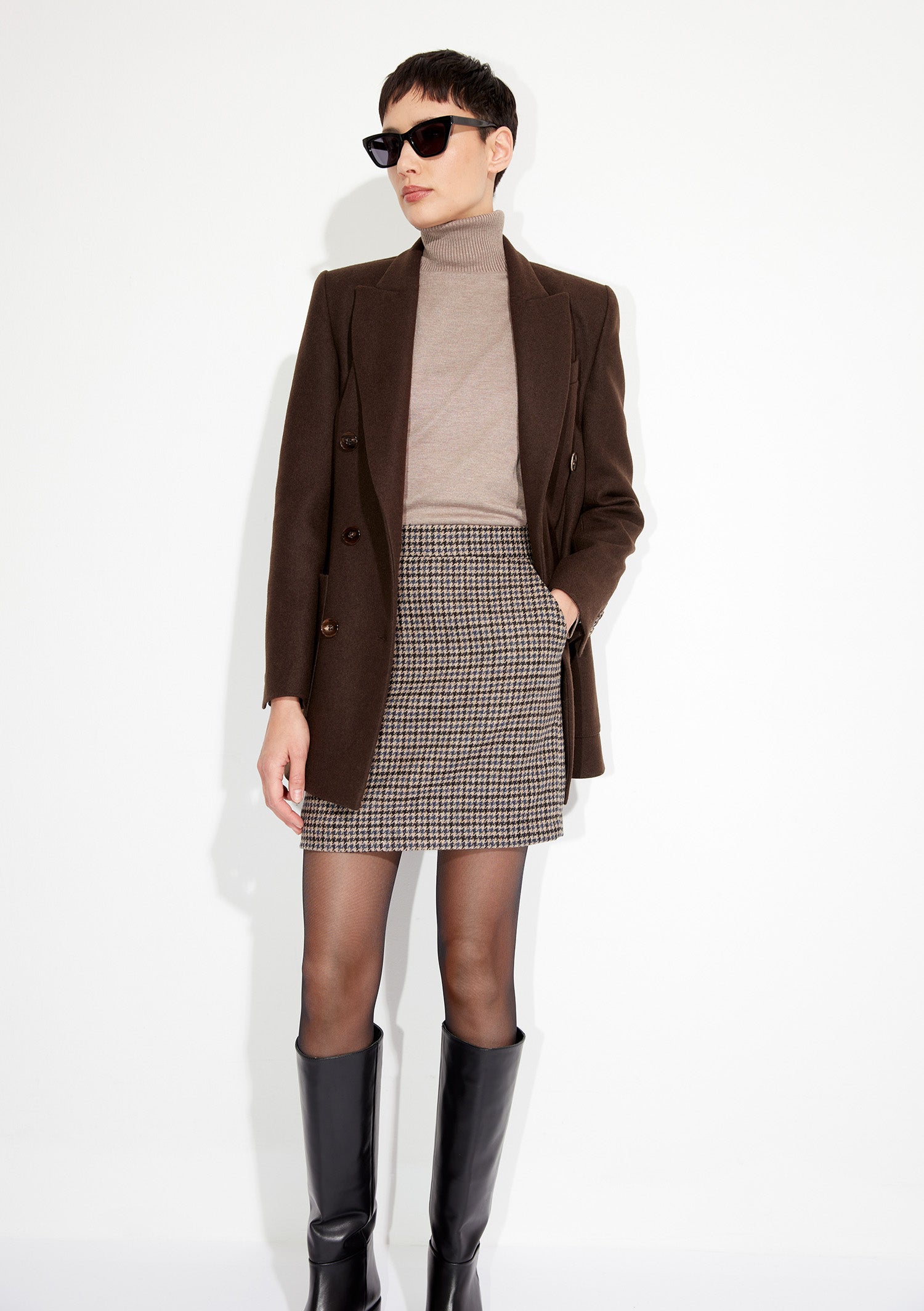 Victoria Skirt in Houndstooth Tweed
