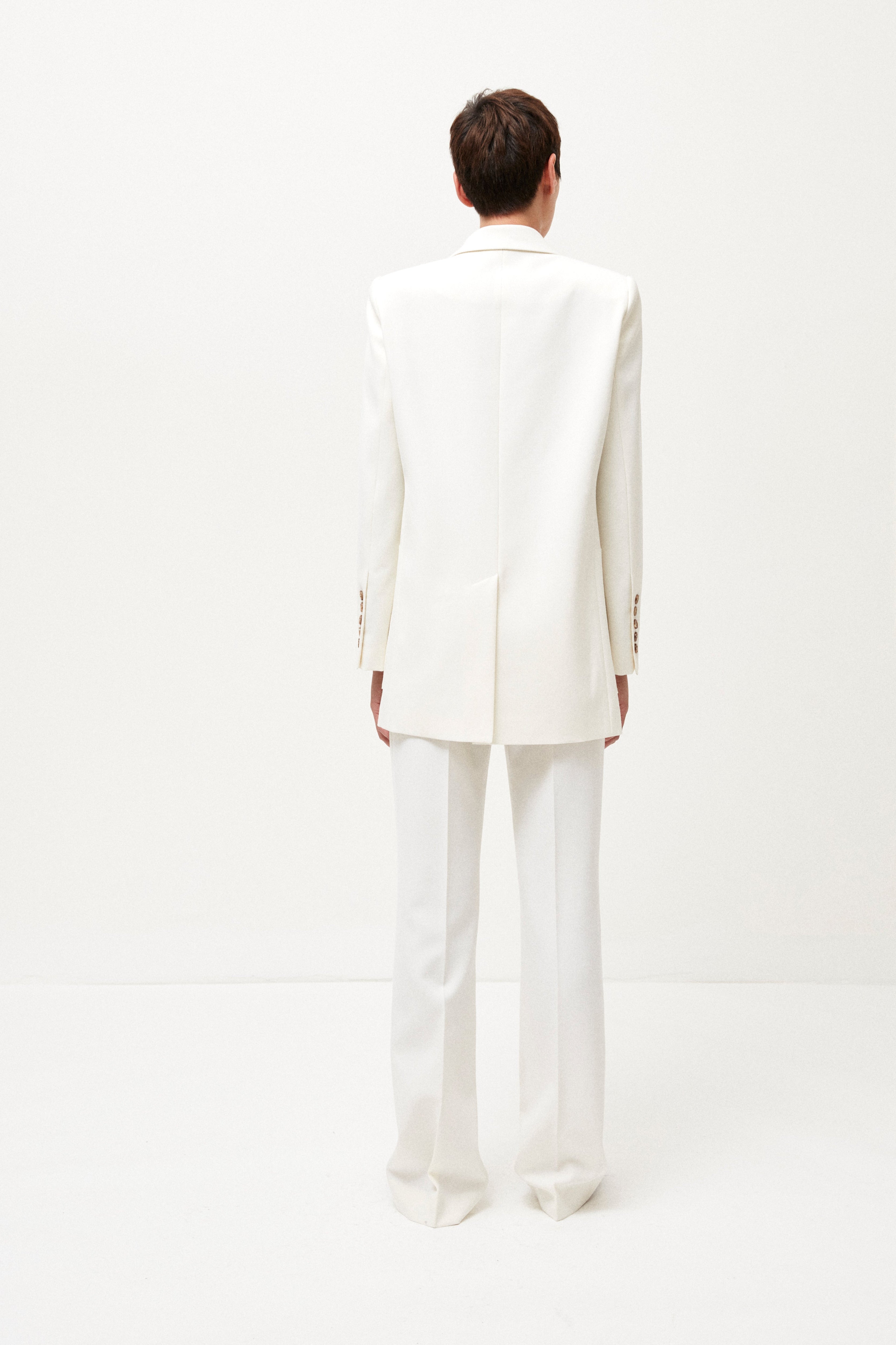 Ines Blazer in Wool Gabardine Off White