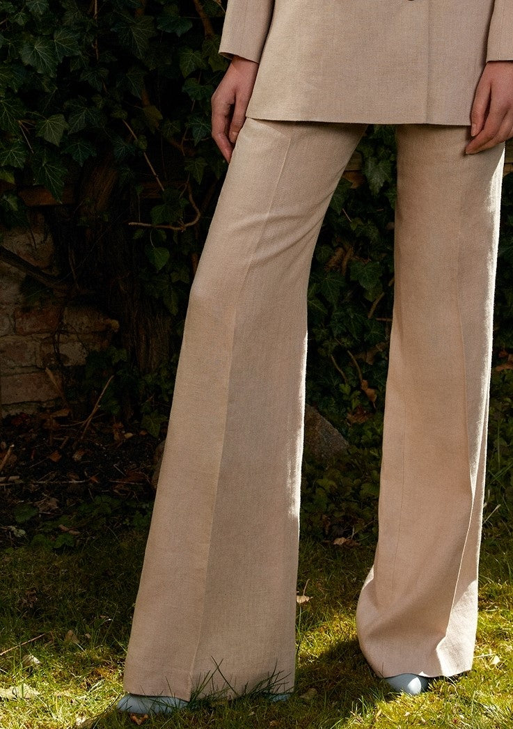 Laura Trousers in Linen Light Beige